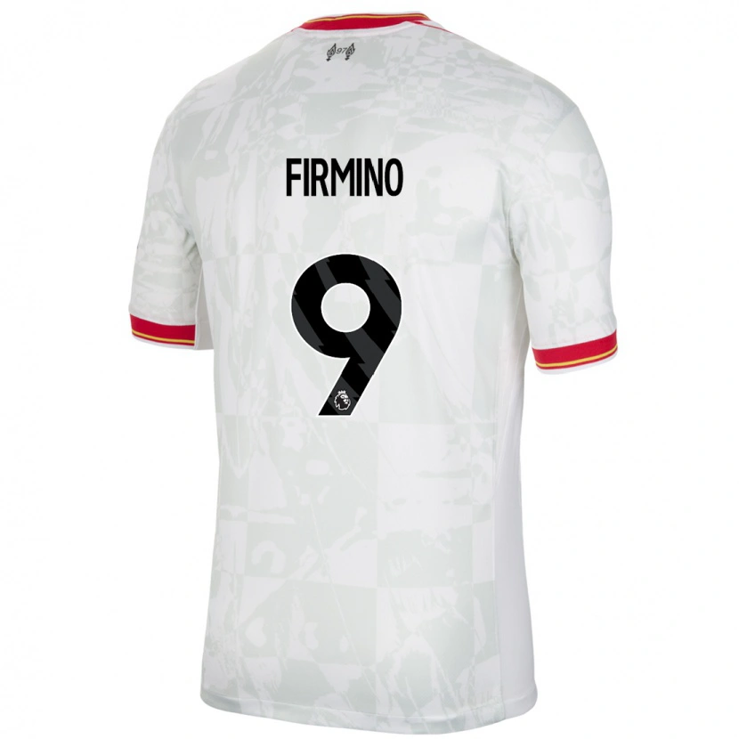 Danxenキッズロベルト・フィルミーノ#9ホワイト レッド ブラックサードユニフォームシャツ2024/25ジャージーユニフォーム