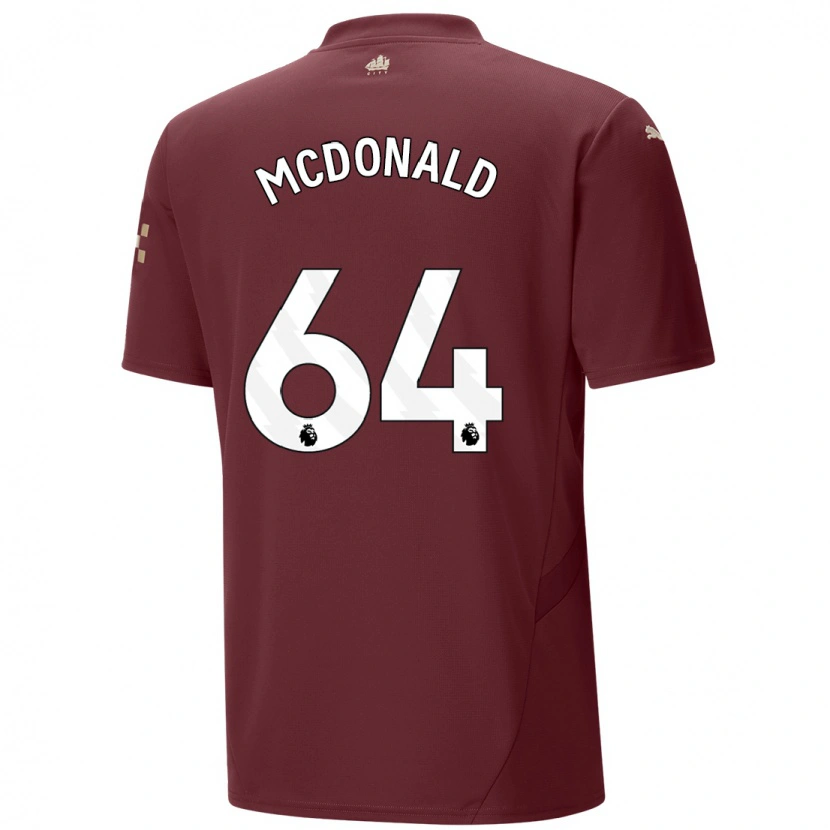 Danxenキッズローワン・マクドナルド#64マルーンサードユニフォームシャツ2024/25ジャージーユニフォーム