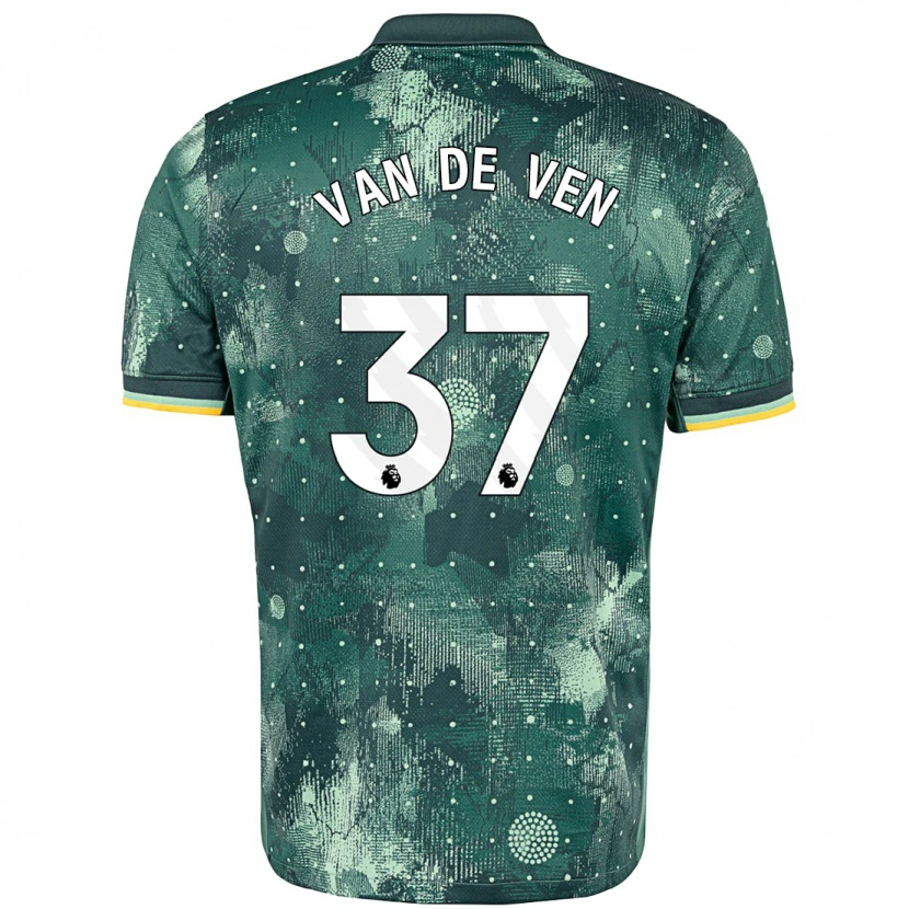 Danxenキッズミッキー・ファン・デ・フェン#37ミントグリーンサードユニフォームシャツ2024/25ジャージーユニフォーム