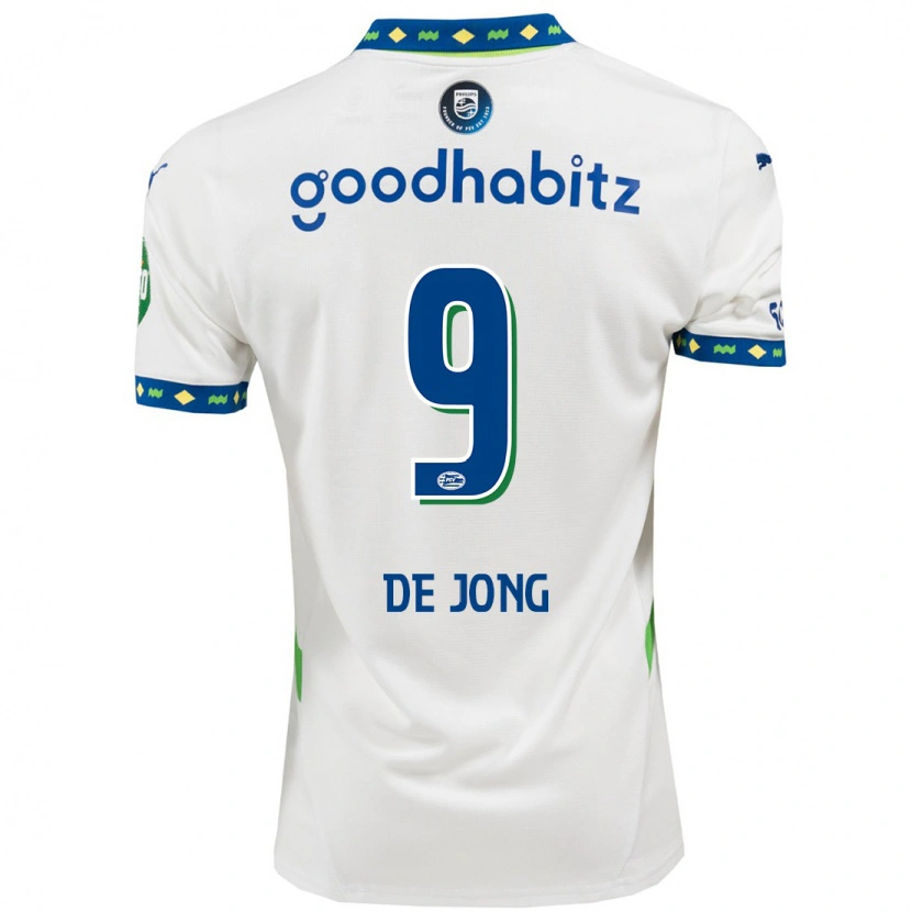 Danxenキッズルーク・デ・ヨング#9ホワイト ダークブルーサードユニフォームシャツ2024/25ジャージーユニフォーム