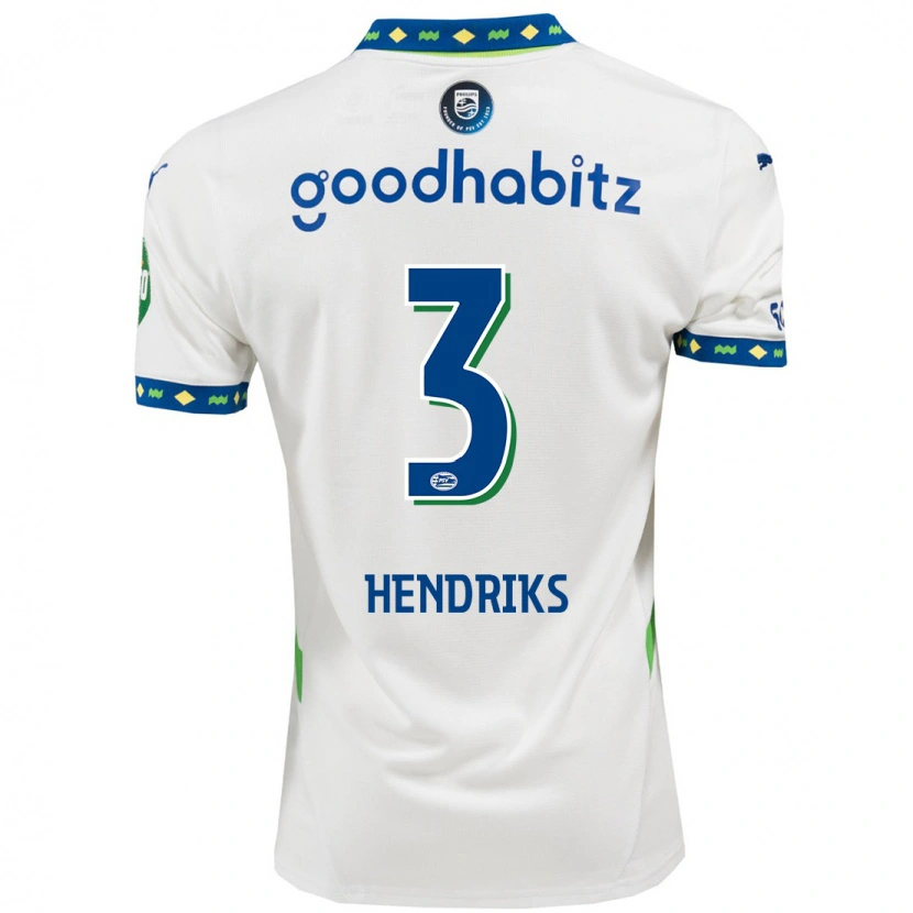 Danxenキッズグウィネス・ヘンドリックス#3ホワイト ダークブルーサードユニフォームシャツ2024/25ジャージーユニフォーム