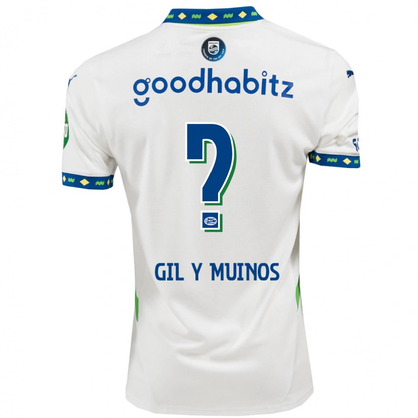 DanxenキッズYaël Gil Y Muiños#0ホワイト ダークブルーサードユニフォームシャツ2024/25ジャージーユニフォーム