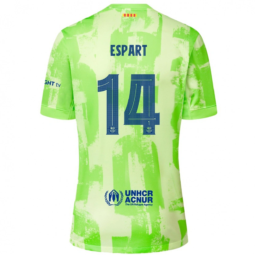 DanxenキッズXavi Espart#14ライムサードユニフォームシャツ2024/25ジャージーユニフォーム