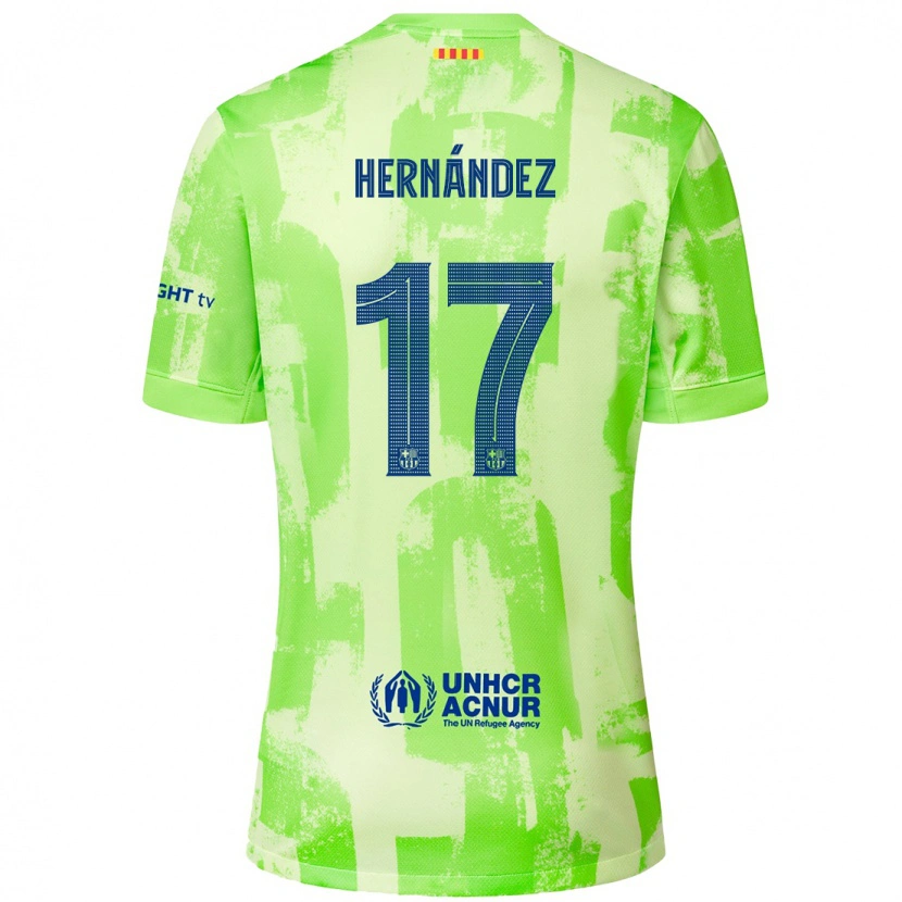 DanxenキッズJuan Hernández#17ライムサードユニフォームシャツ2024/25ジャージーユニフォーム