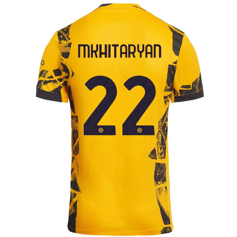 Danxenキッズヘンリク・ムヒタリアン#22ゴールド ブラックサードユニフォームシャツ2024/25ジャージーユニフォーム