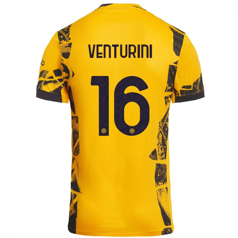 DanxenキッズMatteo Venturini#16ゴールド ブラックサードユニフォームシャツ2024/25ジャージーユニフォーム