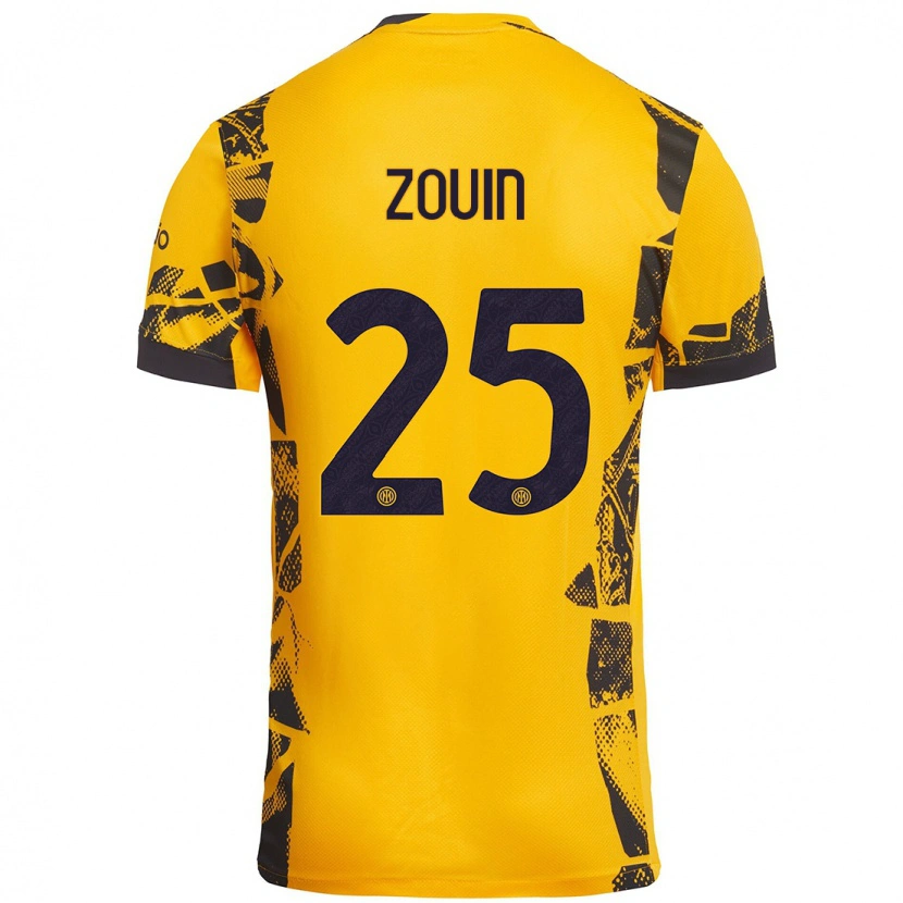 DanxenキッズAymen Zouin#25ゴールド ブラックサードユニフォームシャツ2024/25ジャージーユニフォーム