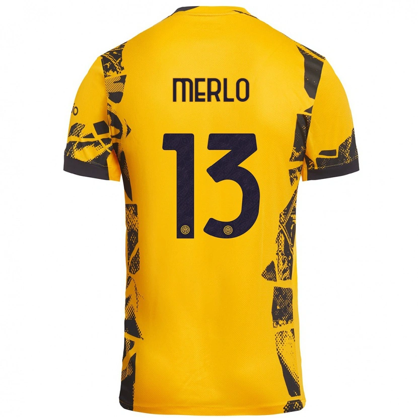 Danxenキッズベアトリーチェ・メルロ#13ゴールド ブラックサードユニフォームシャツ2024/25ジャージーユニフォーム