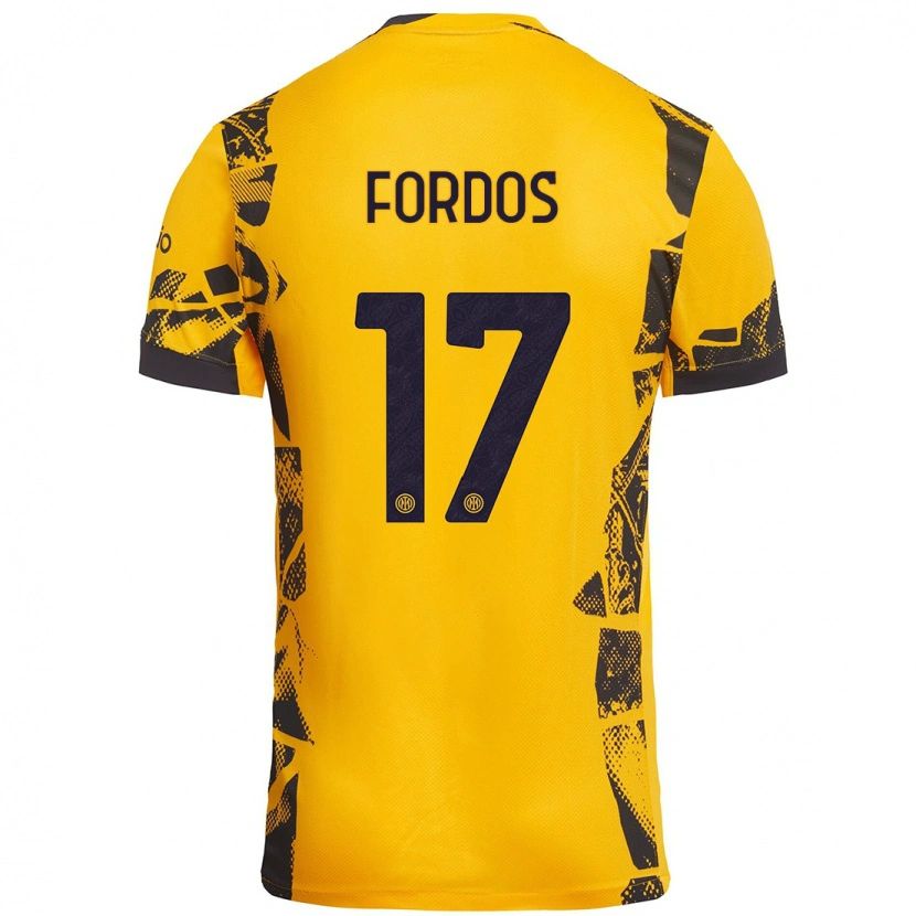 DanxenキッズBeatrix Fördős#17ゴールド ブラックサードユニフォームシャツ2024/25ジャージーユニフォーム
