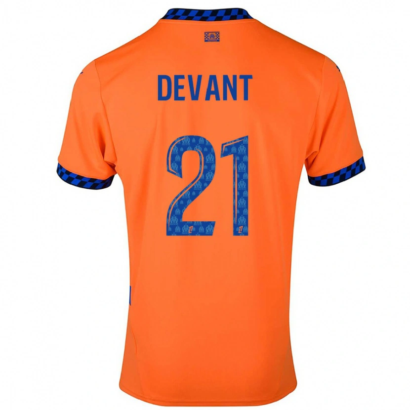 DanxenキッズCaroline Devant#21オレンジ ダークブルーサードユニフォームシャツ2024/25ジャージーユニフォーム