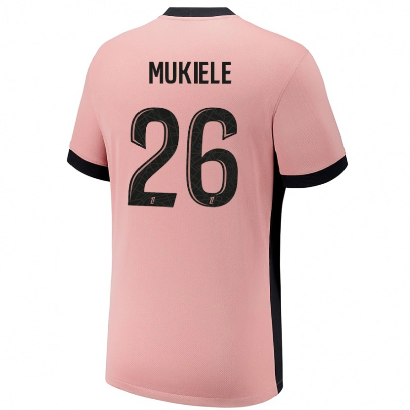 Danxenキッズノルディ・ムキエレ#26ラストピンクサードユニフォームシャツ2024/25ジャージーユニフォーム
