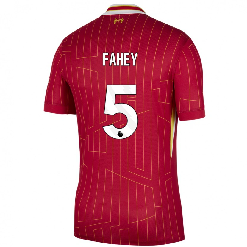 Danxenメンズナイアム・フェイヒー#5赤 黄 白ホームシャツ2024/25ジャージーユニフォーム