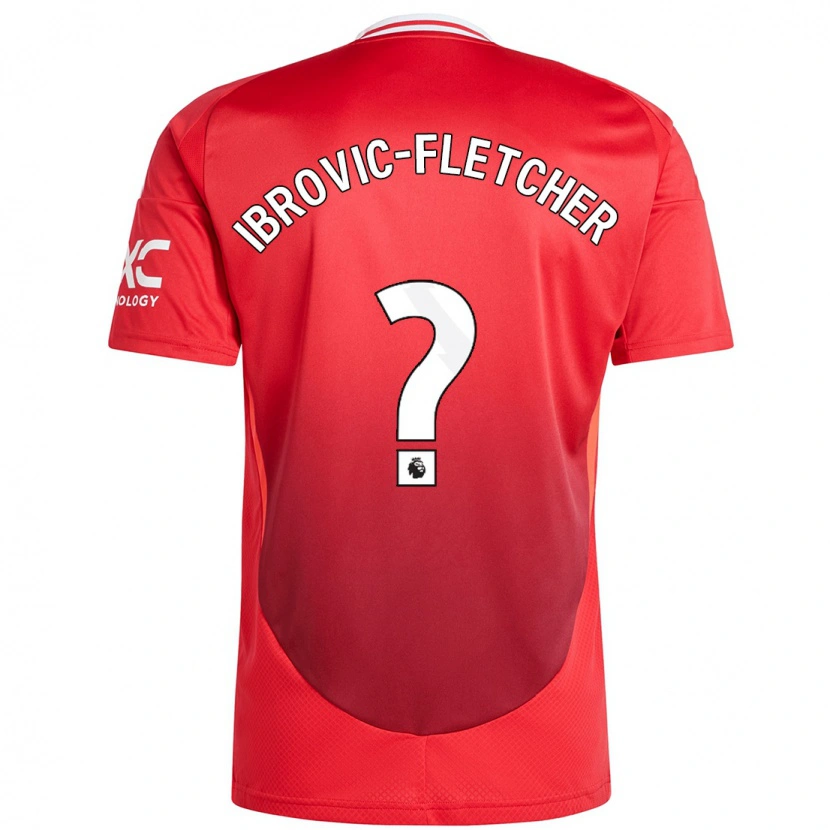 DanxenメンズEdward Ibrovic-Fletcher#0明るい赤ホームシャツ2024/25ジャージーユニフォーム