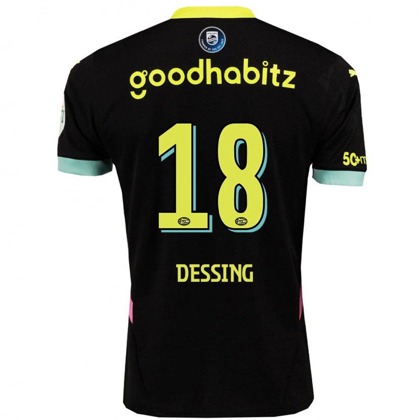 DanxenメンズShanique Dessing#18黒 黄アウェイシャツ2024/25ジャージーユニフォーム