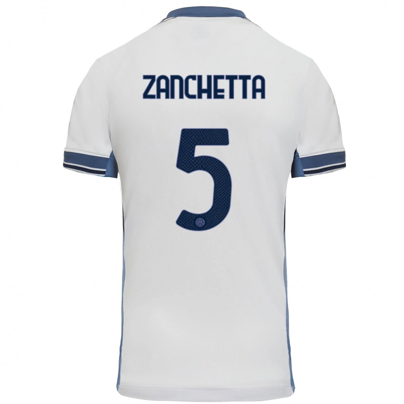 DanxenメンズMattia Zanchetta#5白 グレーアウェイシャツ2024/25ジャージーユニフォーム