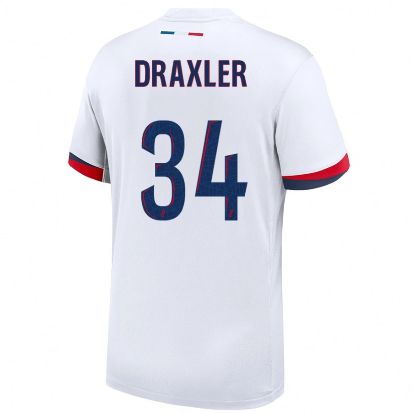 Danxenメンズユリアン・ドラクスラー#34白 青 赤アウェイシャツ2024/25ジャージーユニフォーム