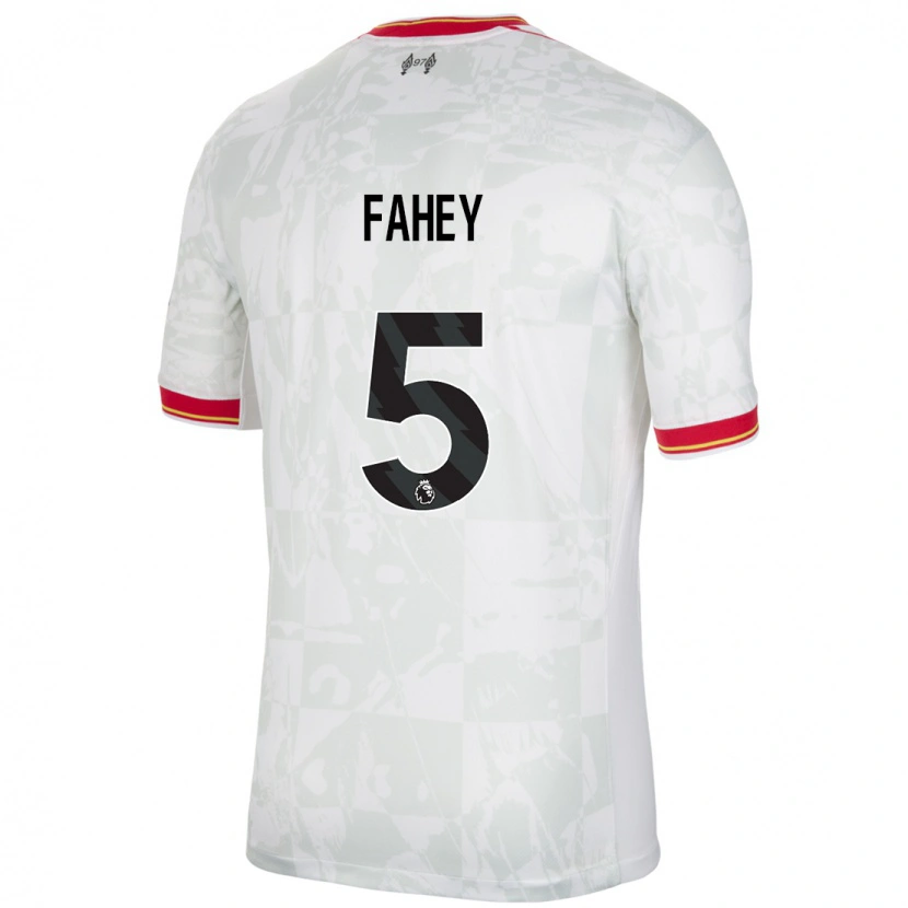 Danxenメンズナイアム・フェイヒー#5ホワイト レッド ブラックサードユニフォームシャツ2024/25ジャージーユニフォーム