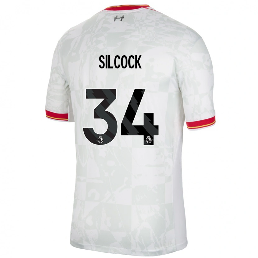 DanxenメンズHannah Silcock#34ホワイト レッド ブラックサードユニフォームシャツ2024/25ジャージーユニフォーム