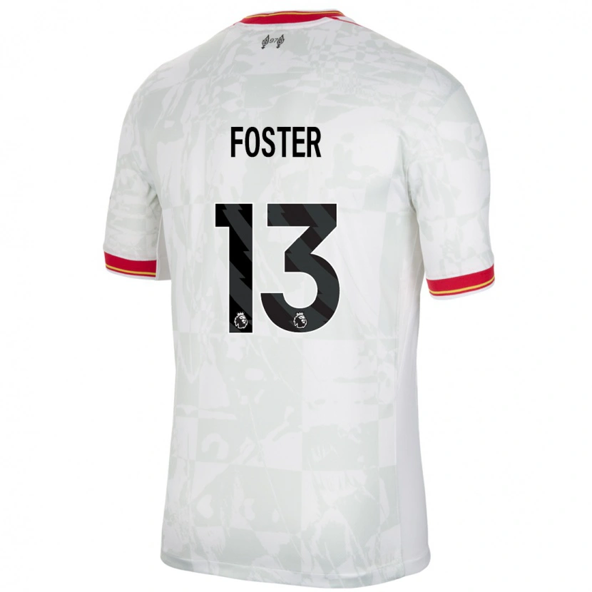 Danxenメンズライリー・フォスター#13ホワイト レッド ブラックサードユニフォームシャツ2024/25ジャージーユニフォーム