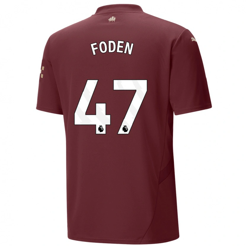 Danxenメンズフィル・フォーデン#47マルーンサードユニフォームシャツ2024/25ジャージーユニフォーム