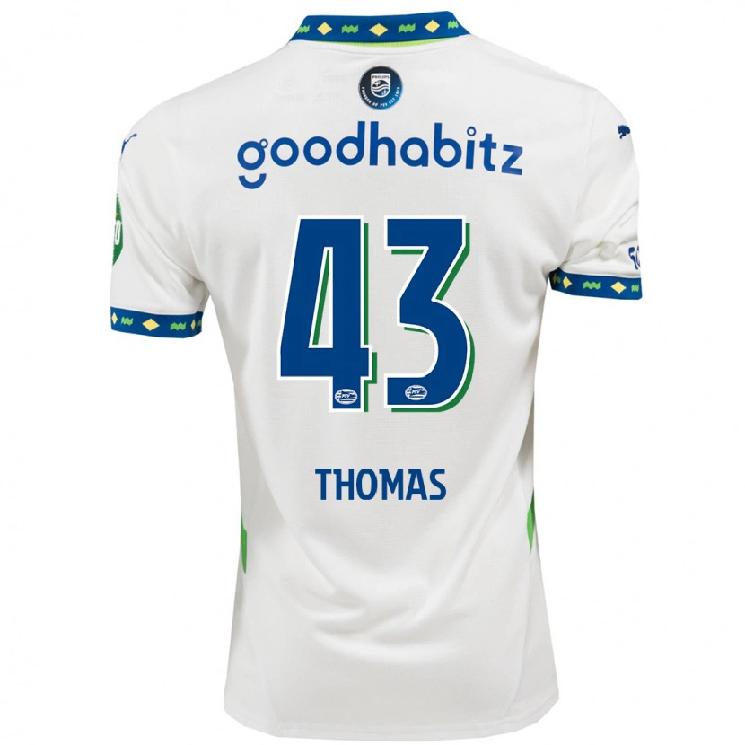 DanxenメンズKealyn Thomas#43ホワイト ダークブルーサードユニフォームシャツ2024/25ジャージーユニフォーム