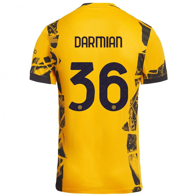 Danxenメンズマッテオ・ダルミアン#36ゴールド ブラックサードユニフォームシャツ2024/25ジャージーユニフォーム