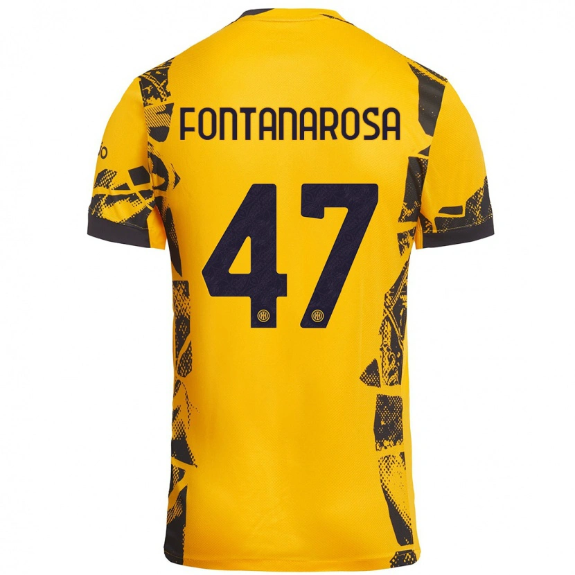 Danxenメンズアレッサンドロ・フォンタナローザ#47ゴールド ブラックサードユニフォームシャツ2024/25ジャージーユニフォーム