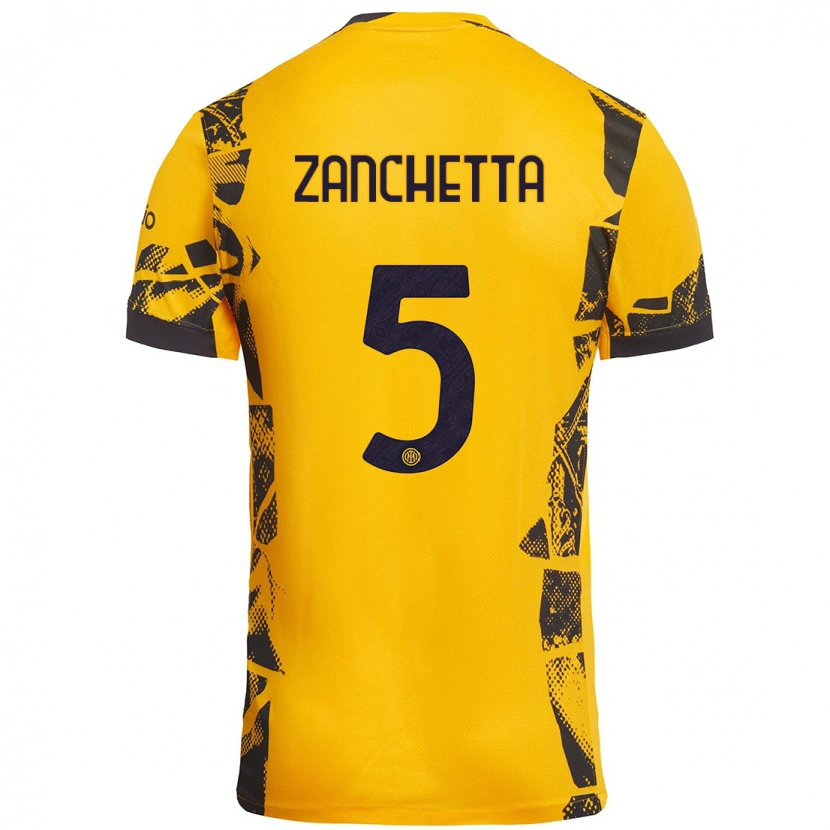 DanxenメンズMattia Zanchetta#5ゴールド ブラックサードユニフォームシャツ2024/25ジャージーユニフォーム