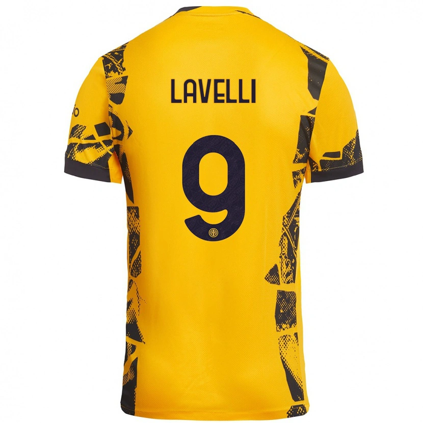 DanxenメンズMatteo Lavelli#9ゴールド ブラックサードユニフォームシャツ2024/25ジャージーユニフォーム