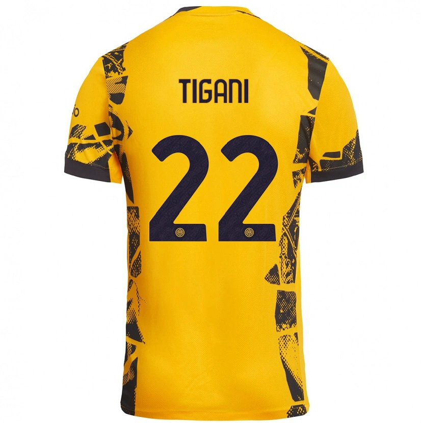 DanxenメンズEdoardo Tigani#22ゴールド ブラックサードユニフォームシャツ2024/25ジャージーユニフォーム