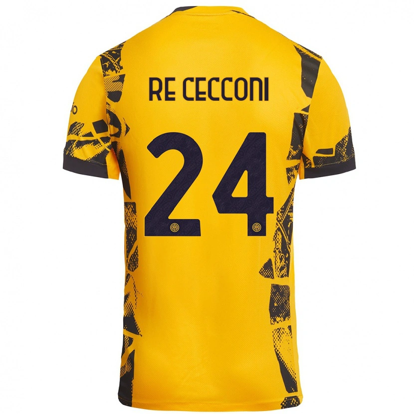 DanxenメンズGabriele Re Cecconi#24ゴールド ブラックサードユニフォームシャツ2024/25ジャージーユニフォーム