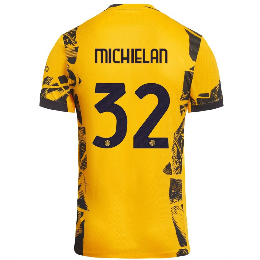 DanxenメンズMattia Michielan#32ゴールド ブラックサードユニフォームシャツ2024/25ジャージーユニフォーム