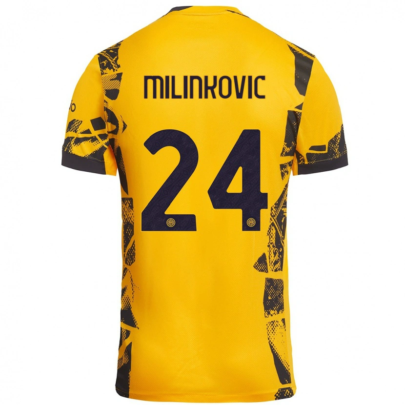DanxenメンズMarija Milinković#24ゴールド ブラックサードユニフォームシャツ2024/25ジャージーユニフォーム