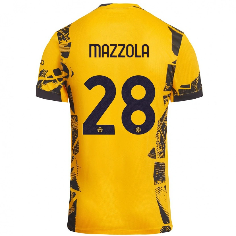 Danxenメンズジュゼッペ・マッツォーラ#28ゴールド ブラックサードユニフォームシャツ2024/25ジャージーユニフォーム