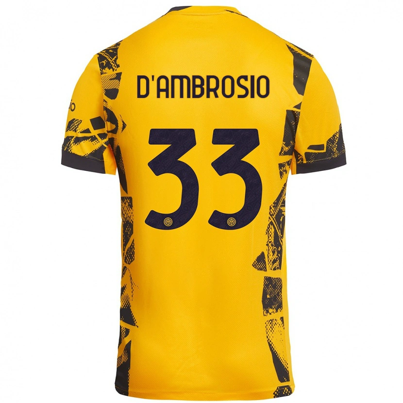 Danxenメンズダニーロ・ダンブロージオ#33ゴールド ブラックサードユニフォームシャツ2024/25ジャージーユニフォーム
