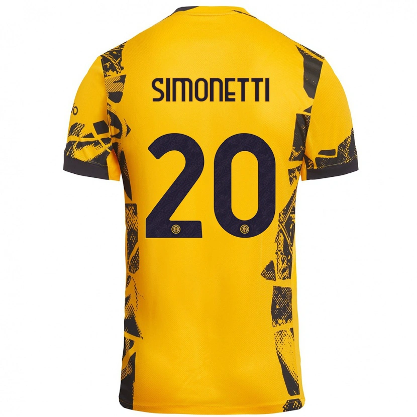 Danxenメンズフラミニア・シモネッティ#20ゴールド ブラックサードユニフォームシャツ2024/25ジャージーユニフォーム