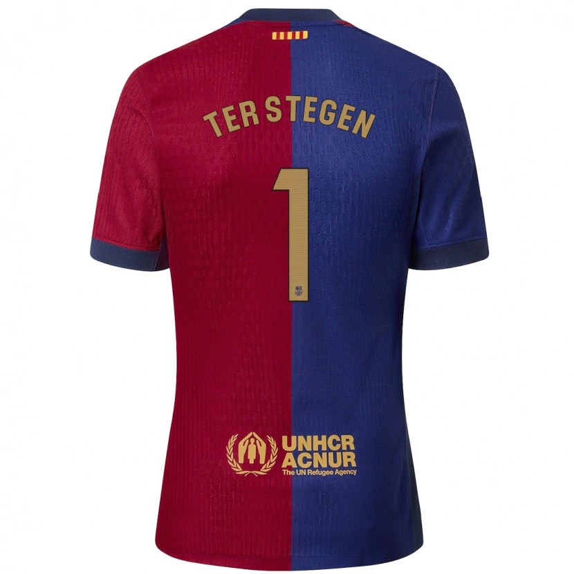 Danxenレディースマルク＝アンドレ・テア・シュテーゲン#1青 赤ホームシャツ2024/25ジャージーユニフォーム