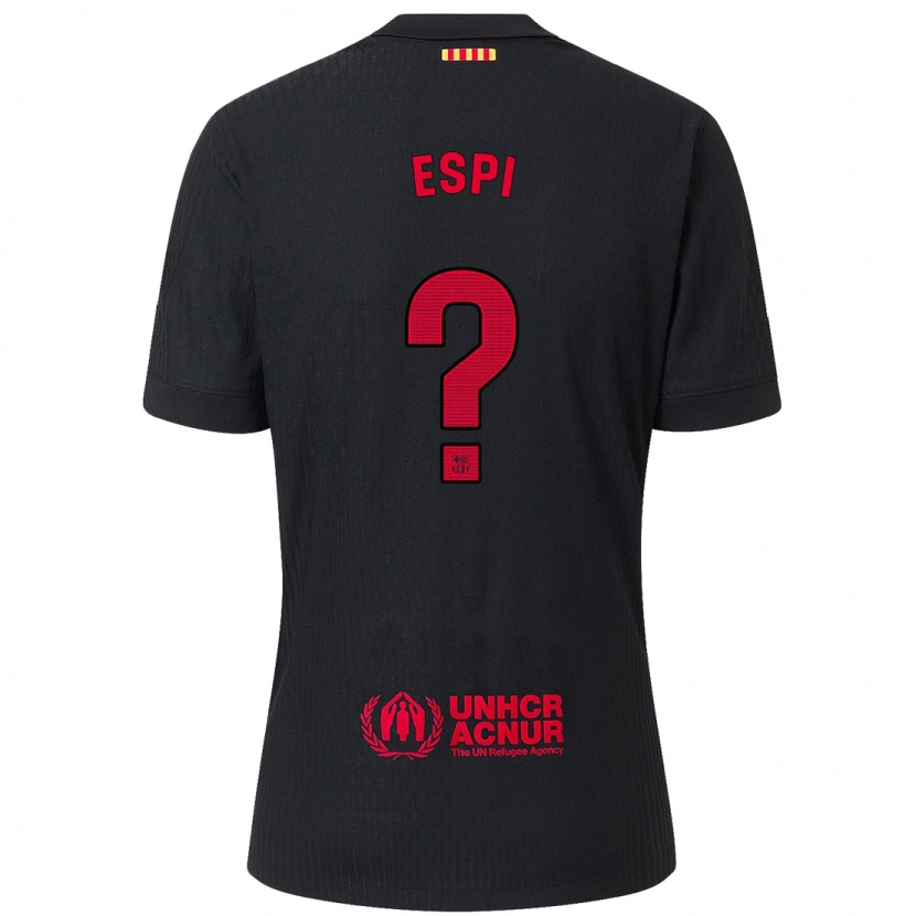 DanxenレディースPau Espi#0黒 赤アウェイシャツ2024/25ジャージーユニフォーム