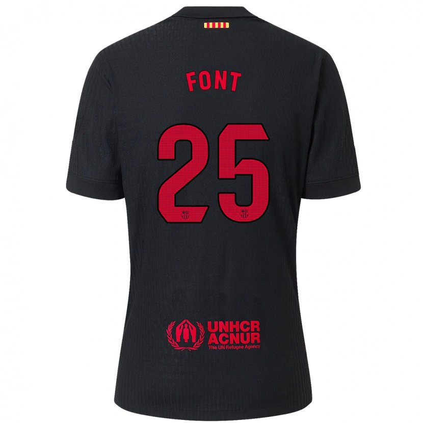 Danxenレディースジェンマ・フォント#25黒 赤アウェイシャツ2024/25ジャージーユニフォーム