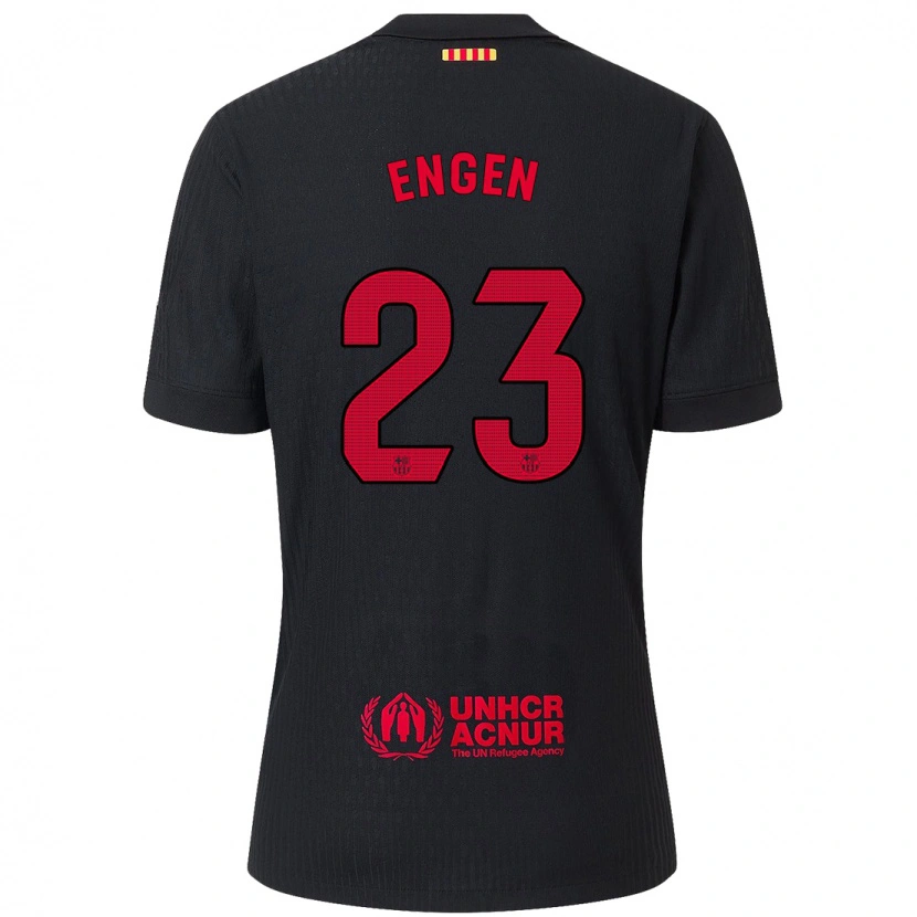 Danxenレディースイングリッド・エンゲン#23黒 赤アウェイシャツ2024/25ジャージーユニフォーム