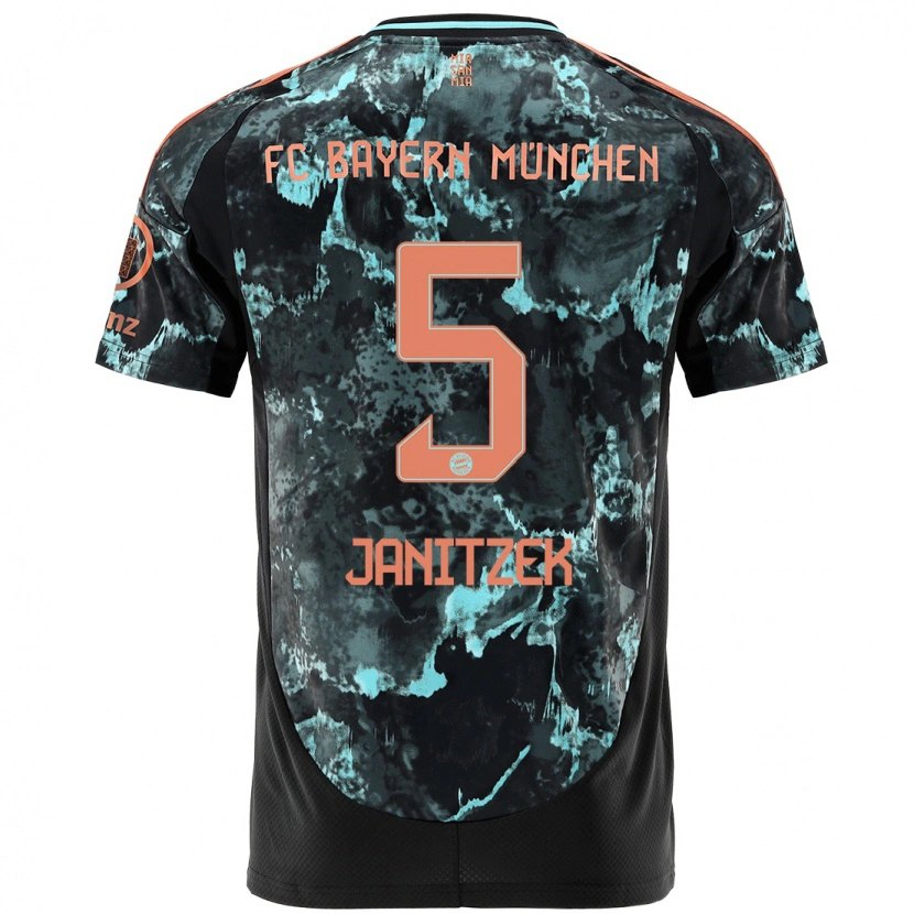Danxenレディースジャスティン・ヤニツェク#5黒アウェイシャツ2024/25ジャージーユニフォーム