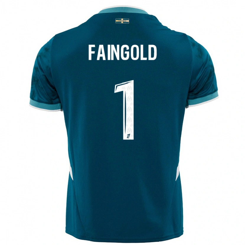 Danxenレディースアビー・フェインゴールド#1ターコイズブルーアウェイシャツ2024/25ジャージーユニフォーム