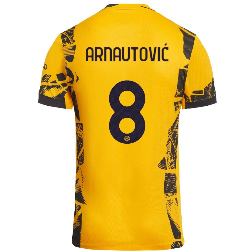 Danxenレディースマルコ・アルナウトヴィッチ#8ゴールド ブラックサードユニフォームシャツ2024/25ジャージーユニフォーム