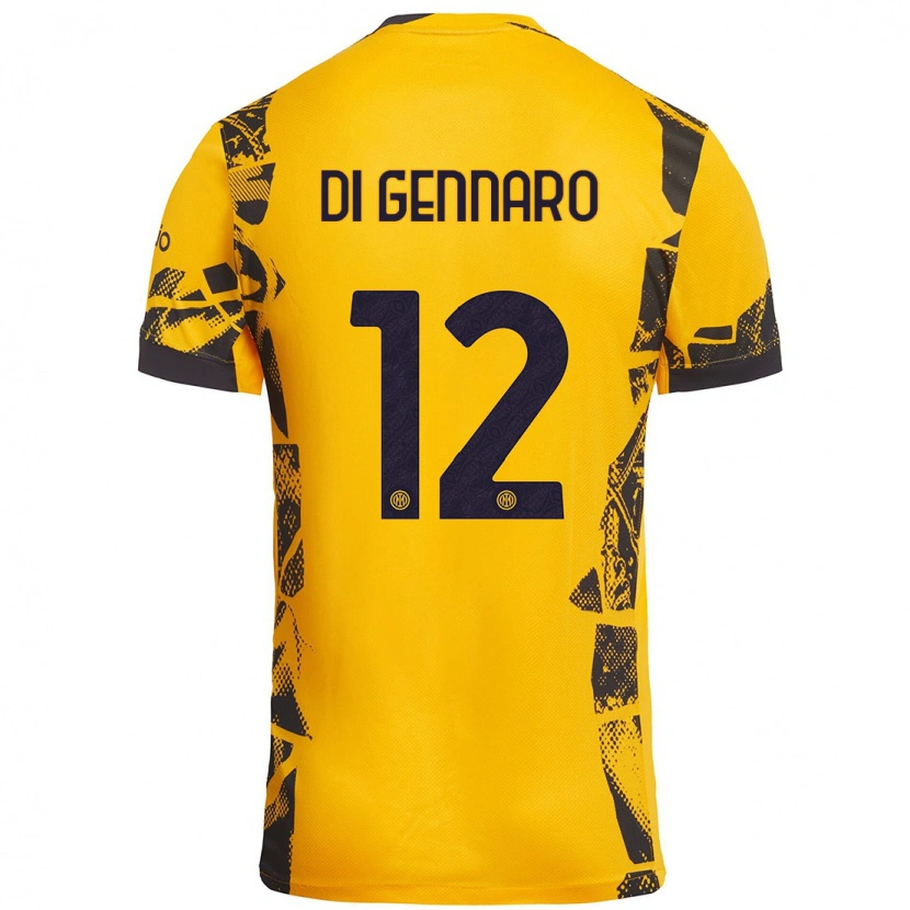 Danxenレディースラッファエレ・ディ・ジェンナーロ#12ゴールド ブラックサードユニフォームシャツ2024/25ジャージーユニフォーム