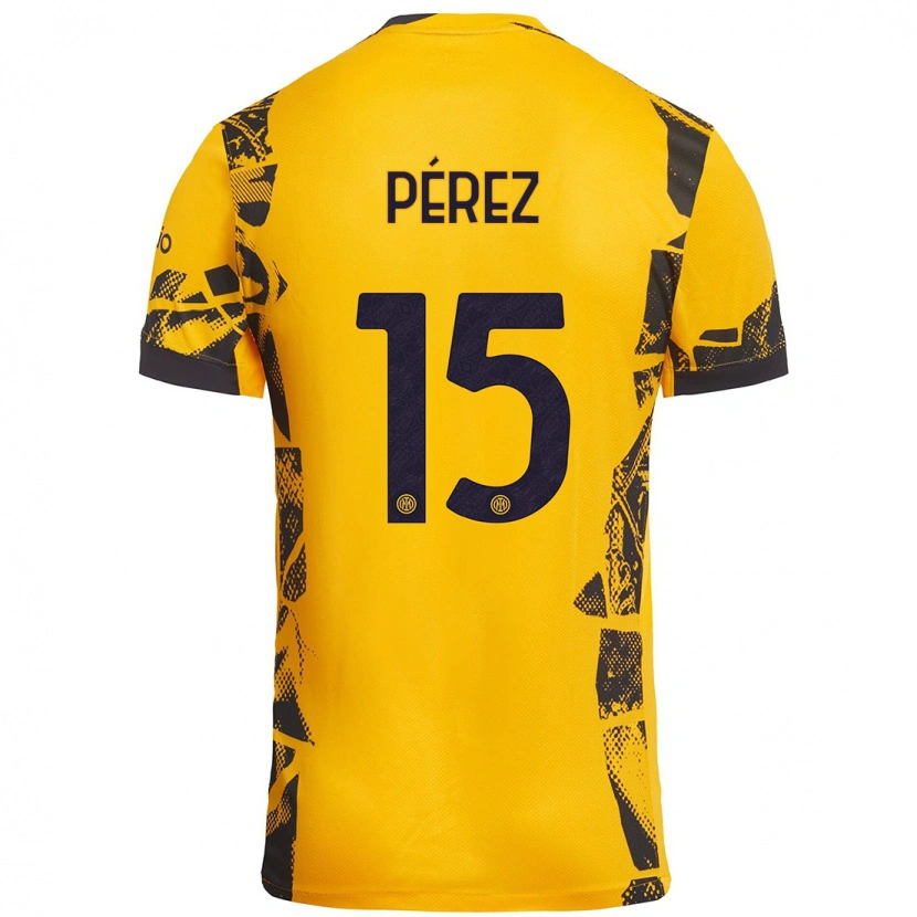 DanxenレディースÁlex Pérez#15ゴールド ブラックサードユニフォームシャツ2024/25ジャージーユニフォーム