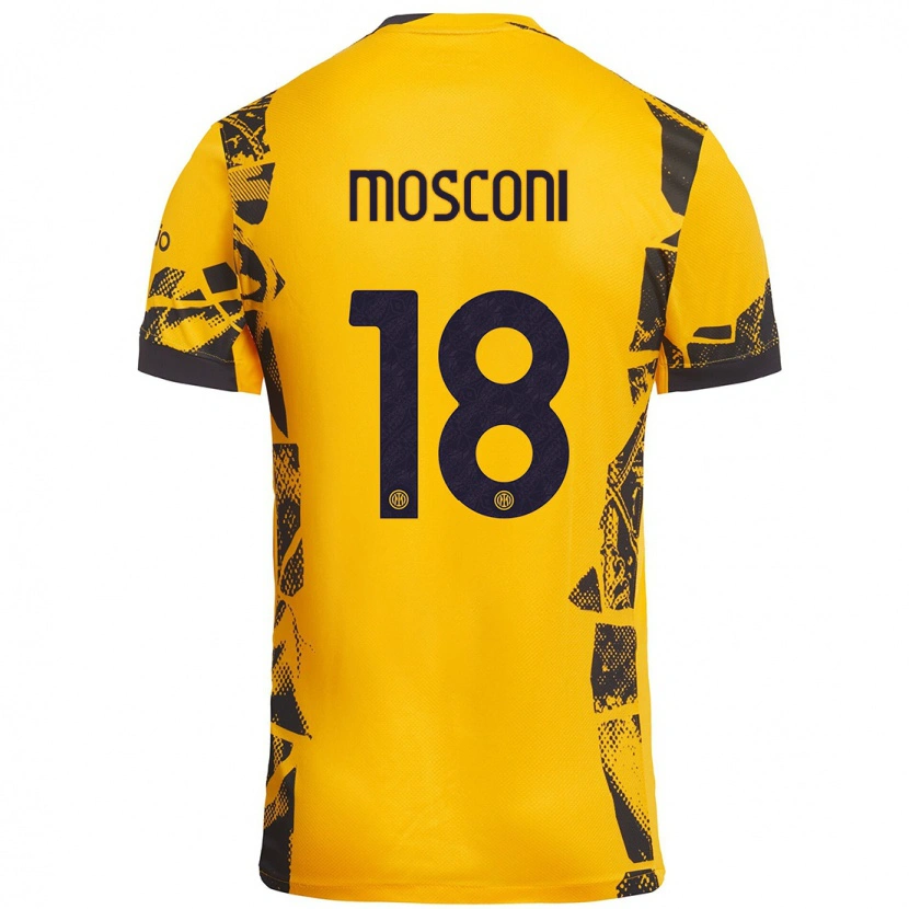 DanxenレディースMattia Mosconi#18ゴールド ブラックサードユニフォームシャツ2024/25ジャージーユニフォーム