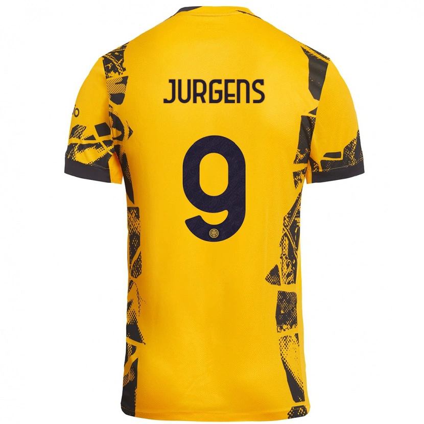 Danxenレディースオリバー・ユルゲンス#9ゴールド ブラックサードユニフォームシャツ2024/25ジャージーユニフォーム