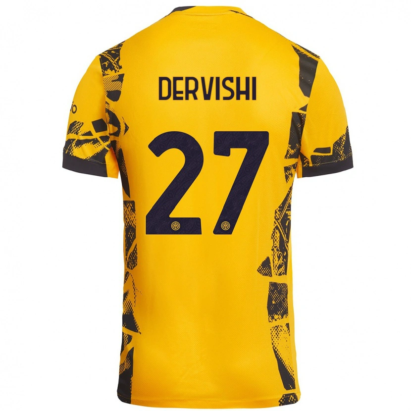 Danxenレディースクリスチャン・デルヴィシ#27ゴールド ブラックサードユニフォームシャツ2024/25ジャージーユニフォーム