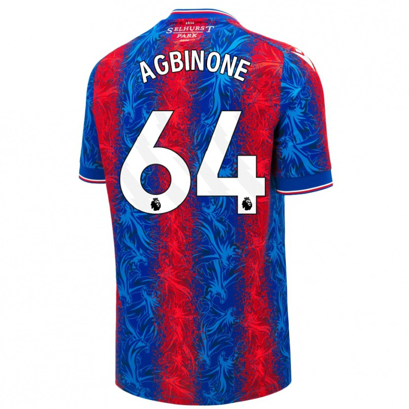 DanxenキッズAsher Agbinone#64赤青のストライプホームシャツ2024/25ジャージーユニフォーム