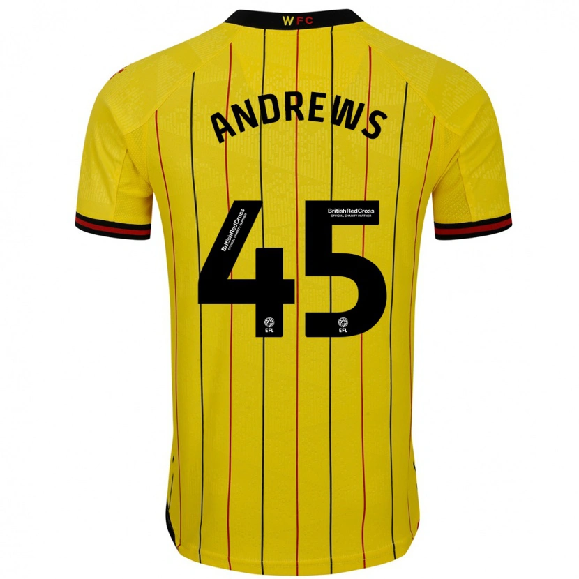 Danxenキッズライアン・アンドリュース#45黄 黒ホームシャツ2024/25ジャージーユニフォーム